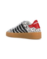 schwarze und weiße niedrige Sneakers von DSQUARED2