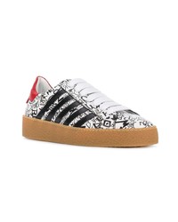 schwarze und weiße niedrige Sneakers von DSQUARED2