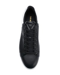 schwarze und weiße niedrige Sneakers von Emporio Armani