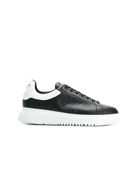 schwarze und weiße niedrige Sneakers von Emporio Armani