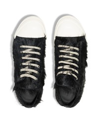 schwarze und weiße niedrige Sneakers von Rick Owens