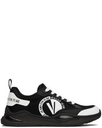 schwarze und weiße niedrige Sneakers von VERSACE JEANS COUTURE
