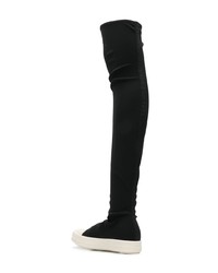 schwarze und weiße Overknee Stiefel aus Leder von Rick Owens DRKSHDW