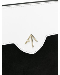 schwarze und weiße Satchel-Tasche aus Leder von Manu Atelier