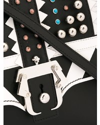 schwarze und weiße Satchel-Tasche aus Leder von Paula Cademartori