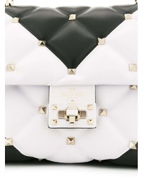 schwarze und weiße Satchel-Tasche aus Leder von Valentino