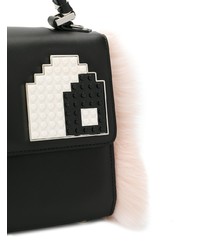 schwarze und weiße Satchel-Tasche aus Leder von Les Petits Joueurs