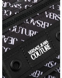 schwarze und weiße Segeltuch Bauchtasche von VERSACE JEANS COUTURE