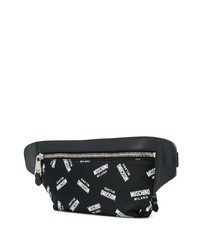 schwarze und weiße Segeltuch Bauchtasche von Moschino