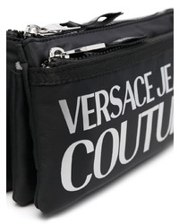 schwarze und weiße Segeltuch Bauchtasche von VERSACE JEANS COUTURE