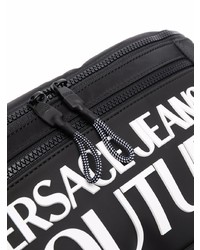 schwarze und weiße Segeltuch Bauchtasche von VERSACE JEANS COUTURE