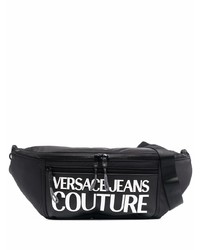 schwarze und weiße Segeltuch Bauchtasche von VERSACE JEANS COUTURE