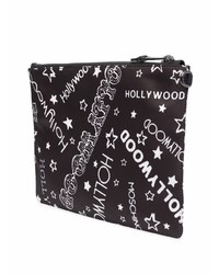 schwarze und weiße Segeltuch Clutch Handtasche von Moschino