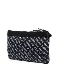 schwarze und weiße Segeltuch Clutch Handtasche von VERSACE JEANS COUTURE