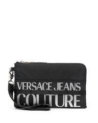 schwarze und weiße Segeltuch Clutch Handtasche von VERSACE JEANS COUTURE