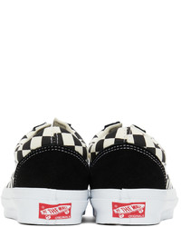 schwarze und weiße Segeltuch niedrige Sneakers mit Karomuster von Vans
