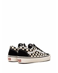 schwarze und weiße Segeltuch niedrige Sneakers mit Karomuster von Vans