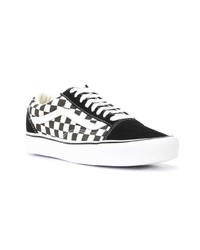 schwarze und weiße Segeltuch niedrige Sneakers mit Karomuster von Vans