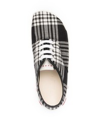 schwarze und weiße Segeltuch niedrige Sneakers mit Schottenmuster von Marni