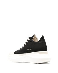 schwarze und weiße Segeltuch niedrige Sneakers von Rick Owens DRKSHDW