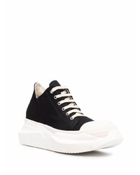 schwarze und weiße Segeltuch niedrige Sneakers von Rick Owens DRKSHDW