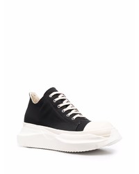 schwarze und weiße Segeltuch niedrige Sneakers von Rick Owens DRKSHDW