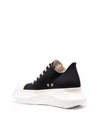 schwarze und weiße Segeltuch niedrige Sneakers von Rick Owens DRKSHDW