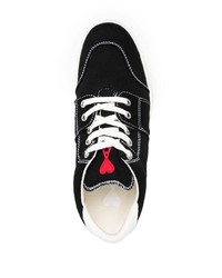 schwarze und weiße Segeltuch niedrige Sneakers von Ami Paris