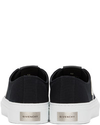 schwarze und weiße Segeltuch niedrige Sneakers von Givenchy