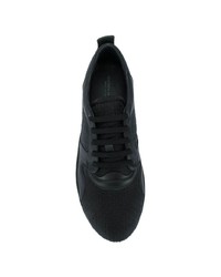 schwarze und weiße Segeltuch niedrige Sneakers von Bottega Veneta
