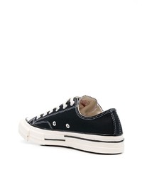 schwarze und weiße Segeltuch niedrige Sneakers von Converse