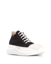 schwarze und weiße Segeltuch niedrige Sneakers von Rick Owens DRKSHDW