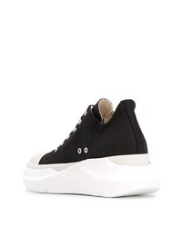 schwarze und weiße Segeltuch niedrige Sneakers von Rick Owens DRKSHDW