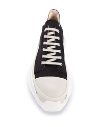 schwarze und weiße Segeltuch niedrige Sneakers von Rick Owens DRKSHDW