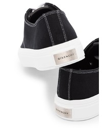 schwarze und weiße Segeltuch niedrige Sneakers von Givenchy