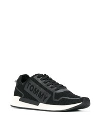 schwarze und weiße Segeltuch niedrige Sneakers von Tommy Jeans