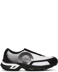 schwarze und weiße Segeltuch niedrige Sneakers von Comme Des Garcons Homme Plus