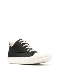 schwarze und weiße Segeltuch niedrige Sneakers von Rick Owens DRKSHDW