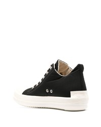 schwarze und weiße Segeltuch niedrige Sneakers von Rick Owens DRKSHDW