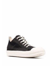 schwarze und weiße Segeltuch niedrige Sneakers von Rick Owens DRKSHDW