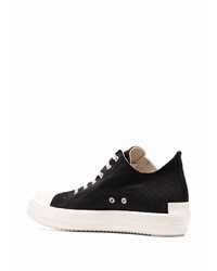 schwarze und weiße Segeltuch niedrige Sneakers von Rick Owens DRKSHDW