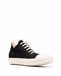 schwarze und weiße Segeltuch niedrige Sneakers von Rick Owens DRKSHDW