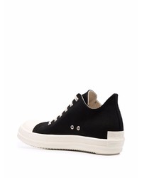 schwarze und weiße Segeltuch niedrige Sneakers von Rick Owens DRKSHDW