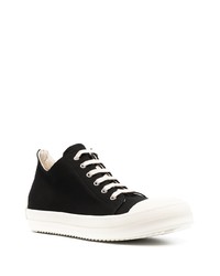 schwarze und weiße Segeltuch niedrige Sneakers von Rick Owens DRKSHDW