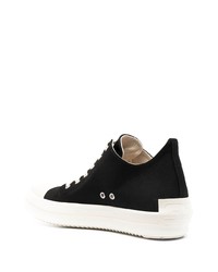 schwarze und weiße Segeltuch niedrige Sneakers von Rick Owens DRKSHDW