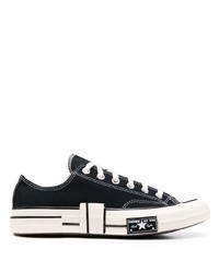 schwarze und weiße Segeltuch niedrige Sneakers von Converse