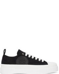 schwarze und weiße Segeltuch niedrige Sneakers von Dolce & Gabbana