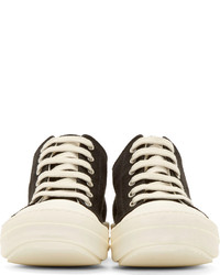 schwarze und weiße Segeltuch niedrige Sneakers von Rick Owens