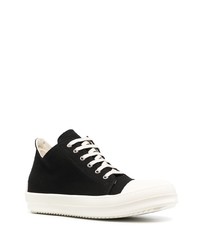 schwarze und weiße Segeltuch niedrige Sneakers von Rick Owens DRKSHDW