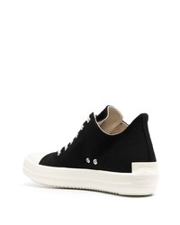 schwarze und weiße Segeltuch niedrige Sneakers von Rick Owens DRKSHDW